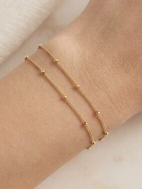 14K Gold Filled Beaded 13” Chain Convertible Children’s necklace/ Adult bracelet